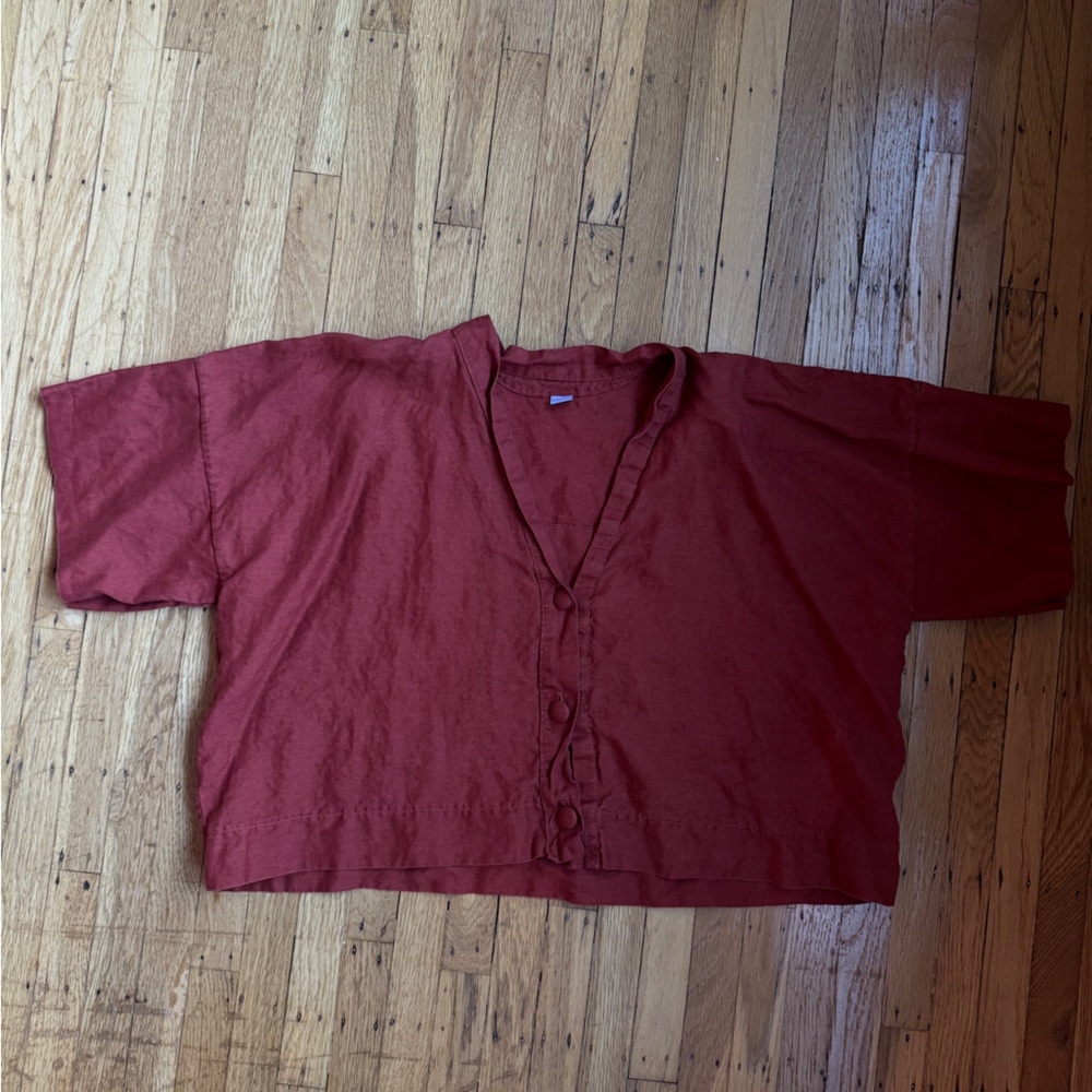 Red Linen Top - Picture 5 of 5